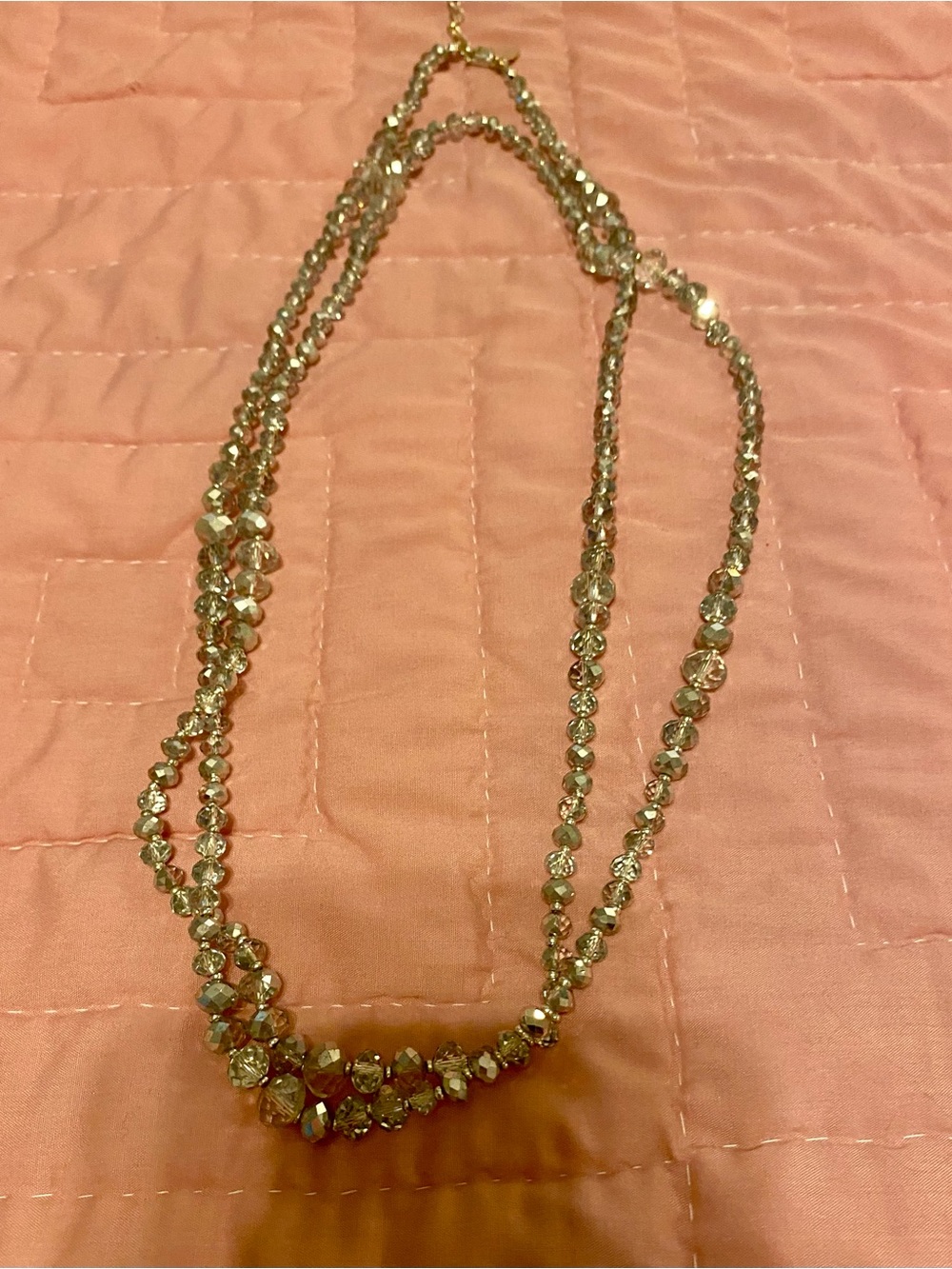 Silver-Tone Crystal Bead Layered Necklace - Elegant Women's Jewelry